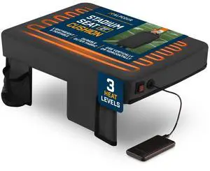 Alpcour Portable Extra Thick Heated Stadium Seat Cushion  Bleacher Cushion with Side Pocket, Cup Holder, Waterproof, Anti-Slip, and Straps  Perfect for Football Seats and Bench Seats for Bleachers
