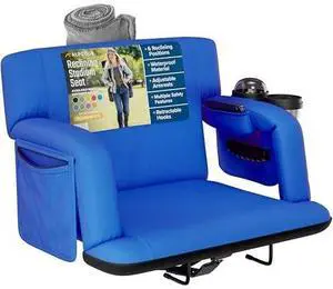 Reclining Stadium Seats for Bleachers with Back Support  Wide Bleacher Chair Cushion, Armrests, Large Pockets, and Multiple Safety Features  Best Stadium Seat Chairs for Camping, Kayak Backs & More