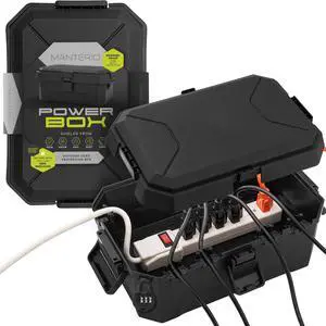 Manterio Power Box  IP55 Weatherproof Cord Connection Box  Weatherproof Electrical Box for Outdoor Outlet, Plug, Socket, Timer, Power Strip, and Holiday Light Decoration Protection