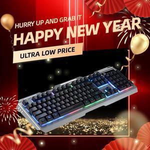 Ningmei HK11 Silver Wired Rgb Pc Gaming Keyboard 104 Key Quiet Low Profile Rgb Keyboard Backlit Metal Panel And Ergonomic Design Mechanical Feel Keyboard For Windows Pc