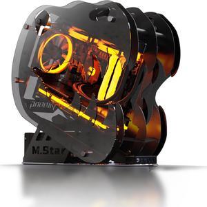 MLOONG M.STAR 3 Black MATX Mid Tower PC Gaming Case/Open High Airflow Perforated Computer Cases/Support M-ATX/ITX Motherboard/240mm AIO Support at Top/Tempered Glass Window.