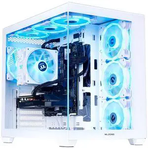 Mloong Black Gaming PC AMD Ryzen 5 5500 (Up to 4.2 GHz) CPU, GeForce RTX 3050 6GB, 1TB NVME SSD, 16GB DDR4 RAM 3200MHz, 650W PSU,7ARGB Fans, Windows 11 Home 64-bit WIFI Gaming Desktop, White