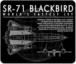 SR-71 Blackbird Mach 3 Schematic Mouse Pad 1/4 Thick