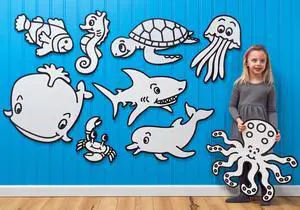 Under the Sea Ocean Animals Set | Dry Erase Decor & Toy | Snaps On/Off