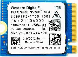 Western Digital PC SN530 1TB M.2 2230 SSD PCIe Gen3 x4 NVMe 1024GB SDBPTPZ-1T00