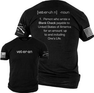 Grunt Style Blank Check Veteran veteruh n TShirt Mens Black Tee Shirt Medium