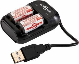 Surefire 123A 450mAh 3.2V Rechargeable Batteries with Charger SFLFP123-KIT