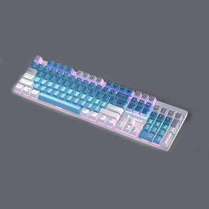 FANTECH Turbo E104 Mechanical Wired Keyboard for Laptop Gaming. For WindowsXP and above/macos, Cyan-black shaft, metal panel, all keys conflict-free, 104 keys, rainbow light effect, blue white