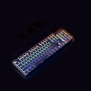 FANTECH Turbo E104 Mechanical Wired Keyboard for Laptop Gaming. for WindowsXP and above/macos, Cyan-Black Axis, Metal Panel, All Keys Conflict-Free, 104 Keys, Lighting Background, Black