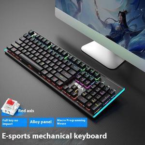 FANTECH Wired Mechanical Keyboard  Red Shaft Multiple Color Rainbow LED Backlit Multimedia PC Gaming Keyboard,Office Keyboard for Working or Primer Gaming,Office Device K100BLACK