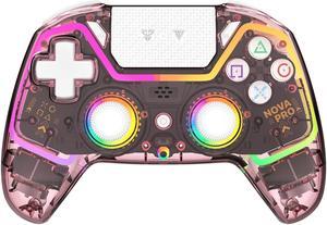 Fantech NOVA PRO WGP14V2 CLEAR Wireless/Wired Game Controller,22 Buttons, Hall Effect, Cool Lights, Highly Sensitive,Compatible with PC/Steam/Switch/PS4/Ps3/iOS/MacOs/Android, Pink