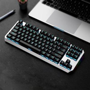 FANTECH TK870 Wired Mechanical Keyboard, Blue Light, Interchangeable Shafts, Compatible with Multiple Systems, Ergonomic, All-key Punch-free, 87 Keys, Silver Black