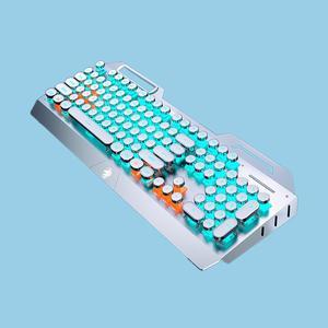 FANTECH TK900 Wireless Tri-Mode Punk Edition Mechanical Keyboard, 104 Keys, All-key Punch-free, All-key hot-plugging, Blue Light, Compatible with Multiple Systems, Ergonomic, silver White