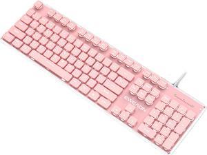 FANTECH X7 Silent Wired Keyboard, 104 Keys, White Light, 24-Key Punch-free, Compatible with Multiple Systems, Key Mute, Ergonomic, Pink