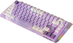 FANTECH V75 Wireless Bluetooth Dual Mode Edition Silent Mechanical Keyboard, Upgraded, Compatible with Multiple Systems, Ergonomic, Multimedia Knob, 75 Keys, Purple