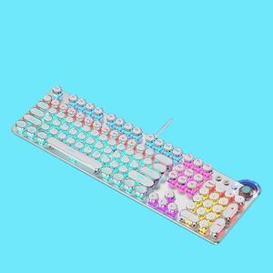 FANTECH x60 Punk Knob Edition Mechanical Keyboard, All-key Punch-free, Compatible with Multiple Systems, Cyan Shaft, Mixed Light, Ergonomic, 104 Keys, Silver White