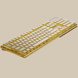 FANTECH X7S Wireless Single Keyboard, 108 Keys, Yellow Light, 24-Key Punch-free, Compatible with Multiple Systems, Rechargeable - Double the power, Ergonomic,With Desk Pad, White