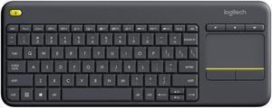 Logitech K400 PLUS Wireless Touch Keyboard, quiet and convenient keyboard with a built-in trackpad and all the hotkeys,5 million knocks,   for Windows 10,11 /Android 7/ChromeOS or later,  BLACK