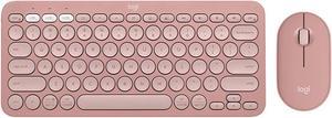 Logitech Pebble 2 Combo  Wireless bluetooth Keyboard &  Mouse Sets, for ChromeOS, Windows(10/11/ or higher), USB, Thin and light multi-device with customizable keys and buttons, Silent Touch, pink