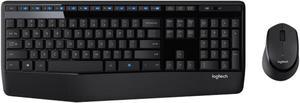 Logitech MK345 Wireless Keyboard &  Mouse Sets, splash-proof, full-size, for ChromeOS, Windows(10/11/ or higher), USB, with Palm Rest,Height Adjustable, Special buttons: Music control,  black