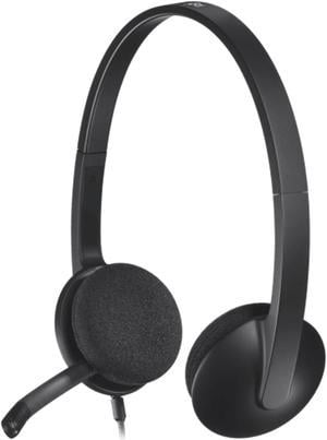 Logitech H340 USB Wired Computer Headset with Microphone, Multifunction Digital Sound, Noise Cancelling Microphone, Adjustable Headband,  for Windows®, macOS or ChromeOS, Black