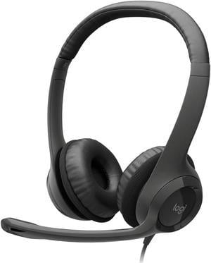 Logitech H390 USB Wired PC Headset with Microphone, 30mm Audio Drivers, Noise Cancelling Microphone, Adjustable Headband, for Windows®, macOS or ChromeOS and all major calling platforms, Black