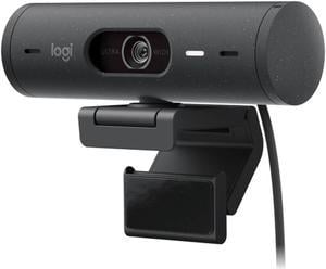 Logitech BRIO 500 Wired HD Webcam, 60 fps/1080p, Live Streaming, Auto Light Correction, Auto Framing and Show Mode Support, 4MP, USB-C, for laptops, LCDs or monitors, Windows/macOS/ChromeOS,  Black