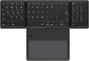 FANTECH B055 Quad Foldable Bluetooth Wireless Keyboard,81 Keys Ultra Slim Mini Keyboard with Large Touchpad,Support Tablet Phone Computer ,Android/IOS/Windows,black