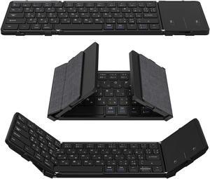 FANTECH B1053 Tri-Folding Bluetooth wireless Keyboard with Touchpad,64 Keys,Support Tablet Phone PC ,External Technology Wireless Keyboard,Android/IOS/Windows,Black