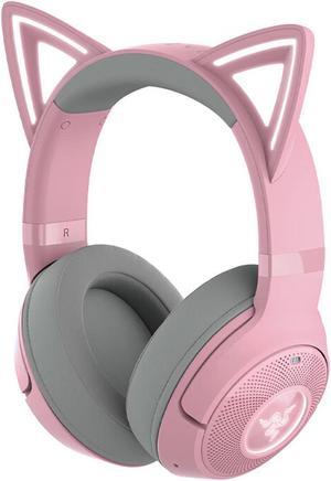 FANTECH Cute Cat Edition Wireless Bluetooth Gaming Headset with Microphone,usb link, 7.1 stereo, noise-canceling headphones,Compatible with devices with USB ports,Pink