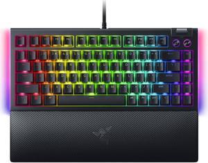 FANTECH Black Widow Spider V4 75% Wired Keyboard, FR4 Positioning Board, Hot Swappable Design ,Compact & Durable,Orange Tactile Switches, Chroma RGB,Roller & Media Keys,Wrist Rest, Snap Tap,black