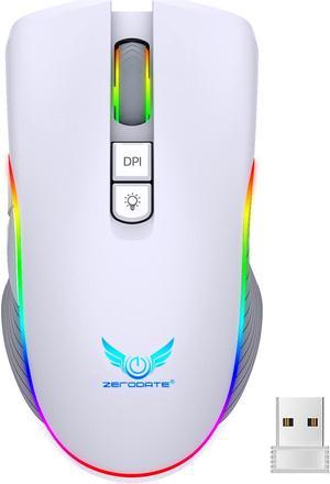 FANTECH Wireless Gaming Mouse,large-size ,Ergonomic,TYPE-C Fast charge,7 Buttons,Fast-Charging,10 millons buttons life,RGB Gamer Desk Laptop PC Mouse, for Windows11/10/XP Vista Linux MacOs,white