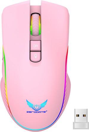 FANTECH Wireless Gaming Mouse,large-size ,Ergonomic,TYPE-C Fast charge,7 Buttons,Fast-Charging,10 millons buttons life,RGB Gamer Desk Laptop PC Mouse, for Windows11/10/XP Vista Linux MacOs,pink