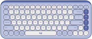 Logitech POP ICON Keys Wireless Bluetooth Keyboard, Comfortable Typing, Programmable Keys, Easy-Switch Between up to 3 Devices, for Laptop, Tablet, PC  Lilac and Off-blue