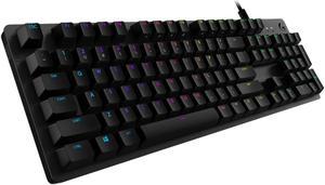 Logitech G512 LIGHTSYNC RGB Mechanical Gaming Keyboard, Carbon Fiber English Layout GX Switches, Aircraft Grade Aluminum Alloy, 26 Keys Punchless, Macro Programming, USB Direct, Black, Brown Shaft