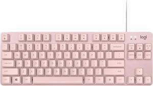 Logitech K835 TKL MECHANICAL Wired Mechanical Gaming Keyboard, Curved Keycaps, 84-Key Compact Design, Aluminum, 12 Dual Function FN Pushbuttons, PC/Mac Compatible - Pink - Red Shaft