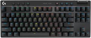 Logitech PRO X TKL LIGHTSPEED Wireless Gaming Keyboard,Tri-Mode Connectivity, Ultra-Portable Tenkeyless Design, LIGHTSYNC RGB, PBT keycaps, Linear Switches (GX Red) - Black