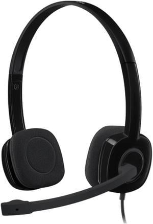 Logitech H151 Wired Headset, Analog Stereo Headphones with Rotating Noise-Cancelling Microphone, 3.5 mm Audio Jack, In-Line Controls, PC/Mac/Laptop/Tablet/Smartphone - Black