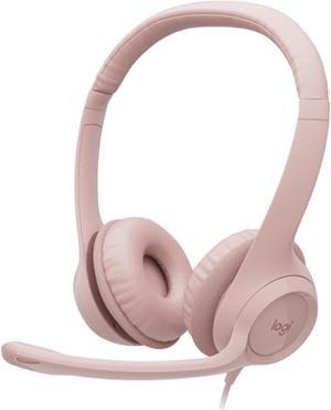 Logitech H390 Wired Headset for PC/Laptop, Stereo Headphones with Noise Cancelling Microphone, USB-A, in-Line Controls for Video Meetings, Music, Gaming and Beyond - Pink