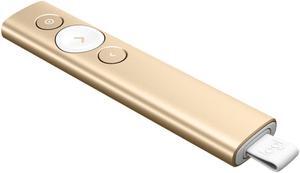 Logitech Spotlight Premium Wireless Bluetooth Presenter, Digital Pointer,3D Accelerometer and Gyroscope, 30 Meter, LED, for Windows/macOS /ChromeOS/Linux, USB, for Conference Rooms, Classrooms, Gold