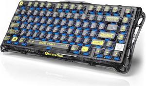 GravaStar Mercury K1 Lite Tri-Mode Connected Mechanical Gaming Keyboard, 75% Sealed Hot Swap Custom Keyboard, Pre-Lubricated Linear Switch Keyboard, RGB Backlit Wireless Keyboard - Transparent Black