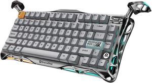 GravaStar GS K1 PRO Star Silver Triple-Mode Connected Mechanical Gaming Keyboard, Bionic Flow, 5-Layer Sound Deadening Padding, Specially Tuned PBT Material, RGB Backlit Wireless Keyboard, Gray