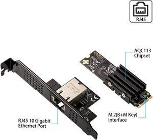 locrest M.2 to 10G Single Port 10GbE NIC, Chipset ID AQC113, Black