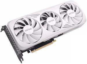 ZOTAC GeForce 4070-12GD6X Moon White OC Graphics Card, Gaming, AI Design, Video Editing, 3D Rendering, 3 x DP, 1 x HDMI, 12GB GDDR6X, 192-bit, Express 4.0 16x, 2490MHz, 21 Gbps