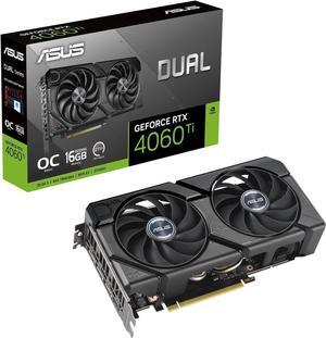 ASUS Dual GeForce RTX 4060 Ti EVO OC Edition 16GB GDDR6 (PCIe 4.0, 16GB GDDR6, DLSS 3, HDMI 2.1a, DisplayPort 1.4a, 2.5-slot design, Axial-tech fan design) DUAL-RTX4060TI-O16G-EVO