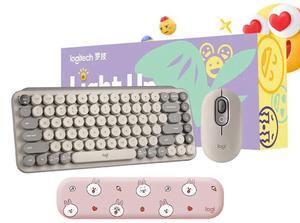 Logitech POP Keys & Mouse Wireless Bundle (Smokey Grey) - Dual Mode Connectivity, Silent Touch Technology, 87-Key Compact Layout