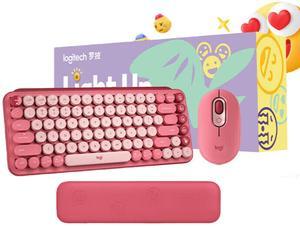 Logitech POP Wireless Keyboard + Mouse Combo (Electric Pink) - Bluetooth 5.0, TTC Tactile Switches, Modern Vintage Design