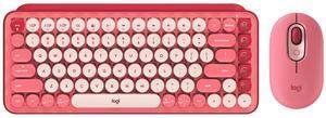 Logitech POP Wireless Keyboard + Mouse Combo (Electric Pink) - Bluetooth 5.0, TTC Tactile Switches, Modern Vintage Design