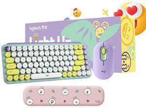 Logitech POP Keys Retro Mechanical Keyboard & Mouse (Dreamy Purple) - Wireless Combo with Changeable Emoji Caps, 36-Month Battery
