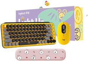 Logitech POP Keys Wireless Mechanical Keyboard + POP Mouse (Sunny Yellow) - Bluetooth Combo with Custom Emoji Keys, Silent Clicks, 3-Device Pairing